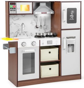 Cozinha e mercado infantil 2 em 1 com dois lados e luz e som realistas - rosa