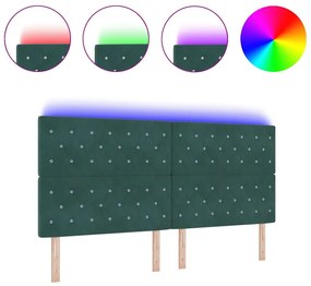 Cabeceira LED verde escuro 100 cm em veludo