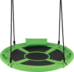 Baloiço redondo para crianças de 100 cm com correias ajustáveis, apoio de cabeça macio e alças, para uso interior e exterior, capacidade de 150 kg, a