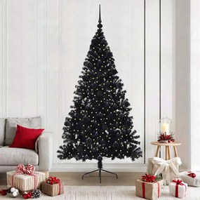 vidaXL Árvore de Natal Artificial Pré-iluminada Preto 210 cm PVC