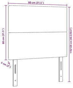 Cabeceira LED vidaXL Cinza Escuro 80 cm Tecido de Corduroy