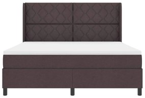 Cama Box com Colchão &amp; LED Marrom Escuro 180x200 cm, Tecido.