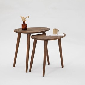 Conjunto de Mesas de Apoio Sweet - Cor Nogueira - 50cm x 48cm x 33cm e