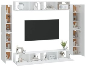 Conjunto móveis de TV 8 pcs madeira processada branco