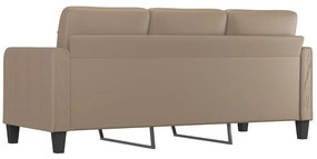 Sofá de 3 lugares 180 cm couro artificial cor cappuccino