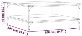 Mesa de centro 100x100x40 cm derivados de madeira cinza sonoma