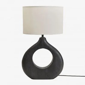Candeeiro De Mesa Joana Em Madeira De Manga Preto Claro & Branco Ø30 Cm - ↑20 Cm Arlina - Sklum