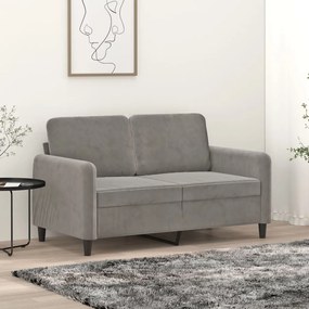Sofá de 2 lugares 120 cm veludo cinzento-claro