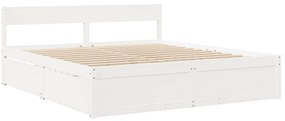 Cama sem colchão 200x200 cm madeira de pinho maciça branco