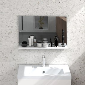 Espelho de Casa de Banho de Parede com Prateleira Aberta Estilo Moderno para Hall e Corredor 60x12x40 cm Branco