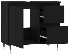 Armário de casa de banho 65x33x60cm derivados de madeira preto