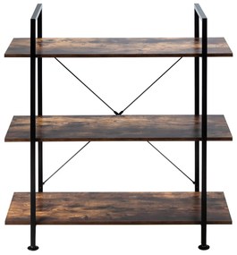 Estante industrial estável de 3 camadas com estrutura de metal para cozinha de escritório 90 x 36 x 99 cm Castanho