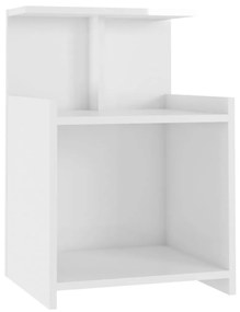 Mesas cabeceira 2 pcs 40x35x60 cm contraplacado branco brilhante