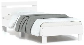 Estrutura de cama com cabeceira e luzes LED 90x200 cm branco