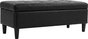 HOMCOM Banco Baú 136L Puff com Armazenamento Grande 110x41x42cm, Pele Sintética para Animais de Estimação, Preto | Aosom Portugal