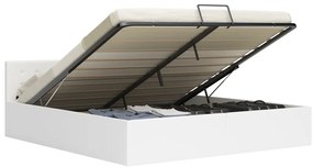 Cama hidráulica c/ arrumação 160x200cm couro artificial branco