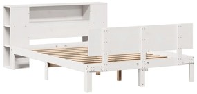 Cama com estante sem colchão 120x190 cm pinho maciço branco