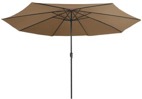 Guarda-sol de jardim c/ poste metal 390 cm cinzento-acastanhado
