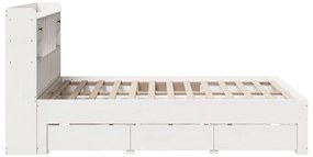 Cama com estante sem colchão 160x200 cm pinho maciço branco