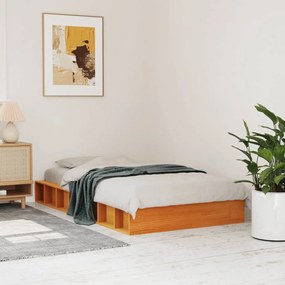 Cama sem colchão 90x200 cm pinho maciço castanho-mel