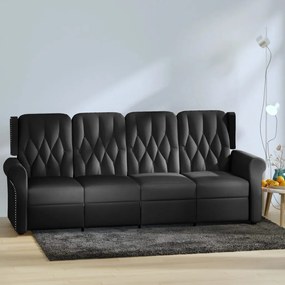 vidaXL Sofá reclinável 4 lugares couro artificial preto brilhante