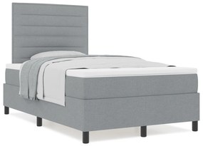 Cama Box com Colchão Cinza Claro 120x200 cm Tecido