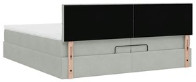 Estrutura de cama otomana com colchão 200x200 cm cinzento claro