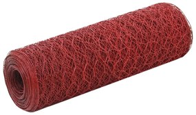 vidaXL Cerca arame galinheiro 25x0,5m aço c/ revestimento PVC vermelho