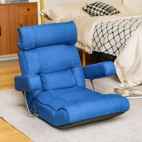 Sofá chão dobrável com encosto ajustável em 6 posições Encosto de cabeça/descanso lombar Azul