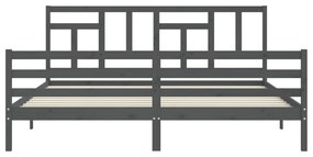 Estrutura de cama com cabeceira 200x200 cm madeira maciça cinza