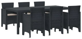 Conjunto de Jantar para Jardim 7 pcs Antracite
