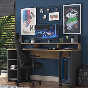 Secretária HA110 – Nogueira e Antracite – 160 cm x 89,5 cm x 55 cm