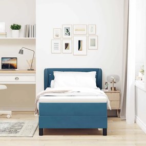 Cama Box Spring com Colchão Azul Escuro 90x190 cm em Veludo