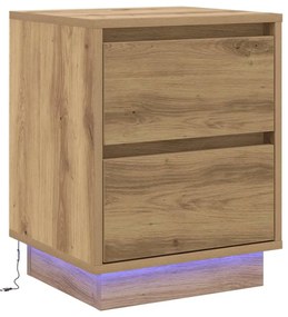 Criados-mudos com Luzes LED 2 pcs Carvalho Artesanal 39x34.5x50 cm