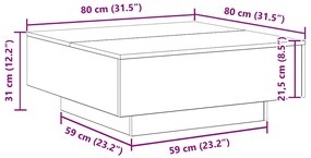 Mesa de Centro vidaXL Preta em Carvalho 80x80x31 cm em Madeira Revesti