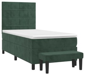 Cama com molas/colchão 80x200 cm veludo verde-escuro