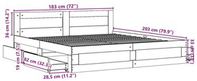 Estrutura de cama c/ cabeceira sem colchão 180x200 cm branco