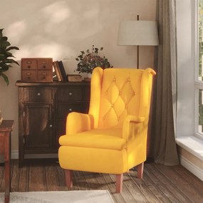 vidaXL Poltrona c/ pés em madeira de seringueira maciça veludo amarelo