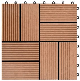 Ladrilhos de pavimento 11 pcs WPC 1m² 30x30 cm castanho