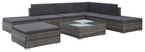 vidaXL 8 pcs conjunto lounge de jardim c/ almofadões vime PE cinzento
