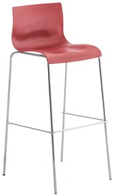 Conjunto de 2 bancos de bar Hoover em plástico e com estrutura cromada 43 x 100 x 48 cm Vermelho