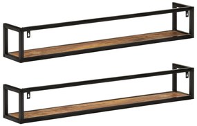 Prateleiras de parede 2 pcs 110x17x17 cm mangueira maciça/ferro
