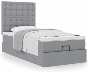vidaXL Estrutura cama otomana colchão 90x190 cm tecido cinzento claro