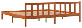 Cama sem colchão 200x200 cm pinho maciço castanho-mel