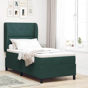 vidaXL Cama com estrado e colchão Verde Escuro 80 x 200 cm em veludo