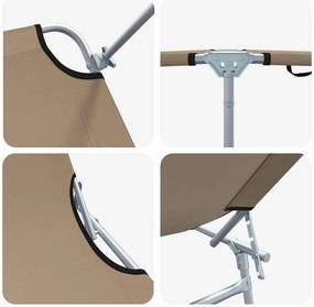 Espreguiçadeiras Dobráveis 2 pcs com Teto Taupe 600D Oxford Fabric