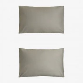 Conjunto De 2 Fronhas De Cetim Sampras 300 Fios Verde Cáqui & 50 X 75 Cm - Sklum