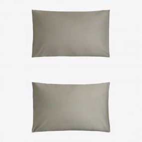 Pack De 2 Fronhas De Cetim De 300 Fios Sampras Verde Cáqui & 50 X 75 Cm - Sklum