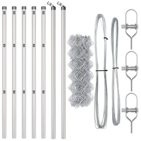 Cerca de Arame com 7 Postes 0,4x10 m Aço Galvanizado