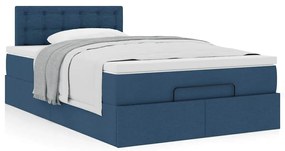Cama otomana com colchão 120x200 cm tecido azul